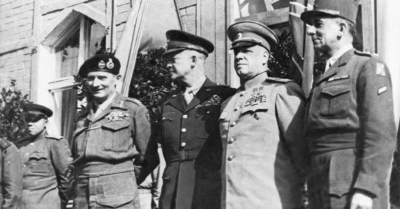 The Supreme Commanders on 5 June 1945 in Berlin: Bernard Montgomery, Dwight D. Eisenhower, Georgy Zhukov and Jean de Lattre de Tassigny.