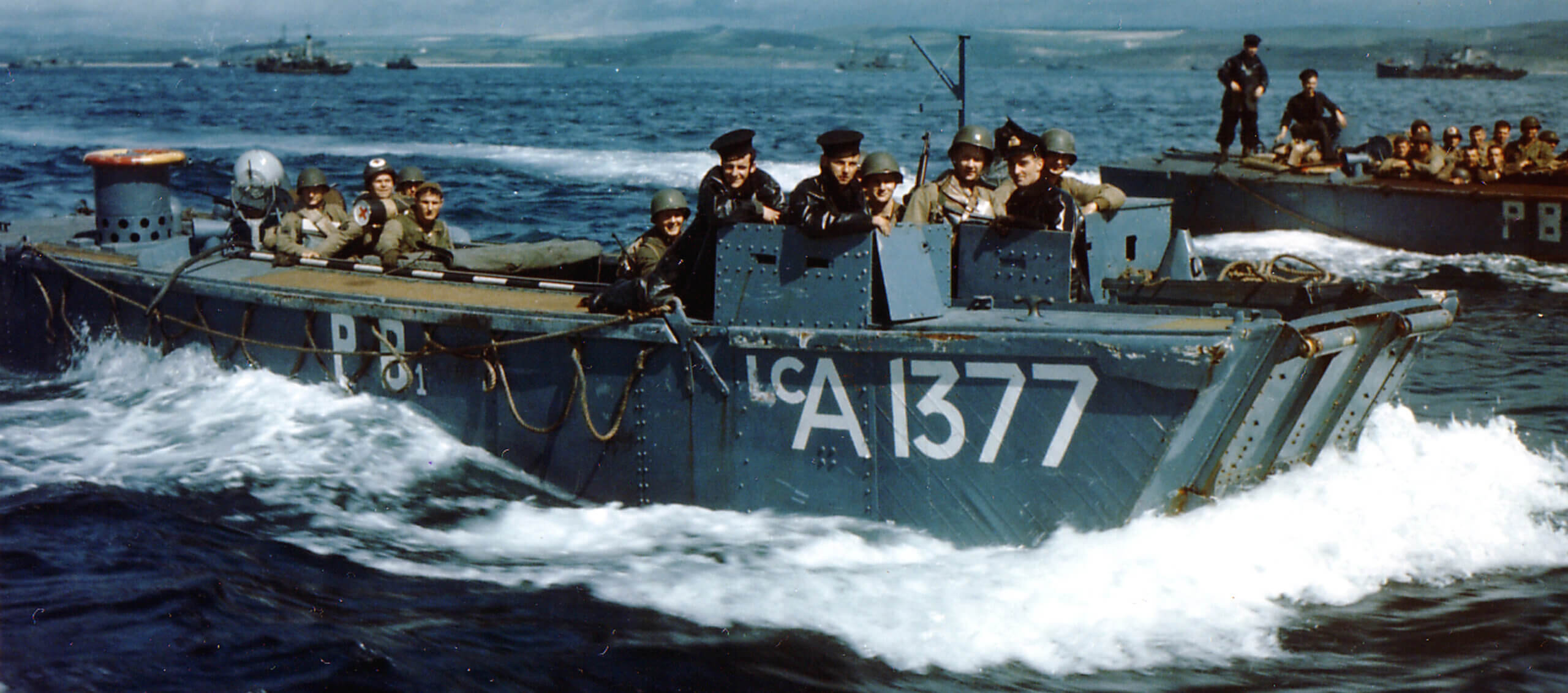 507 Flotilla after it's departed Weymouth Harbour and gone into the Bay. Notice the PB on the sides, indicating the Transport Prince Baudouin.