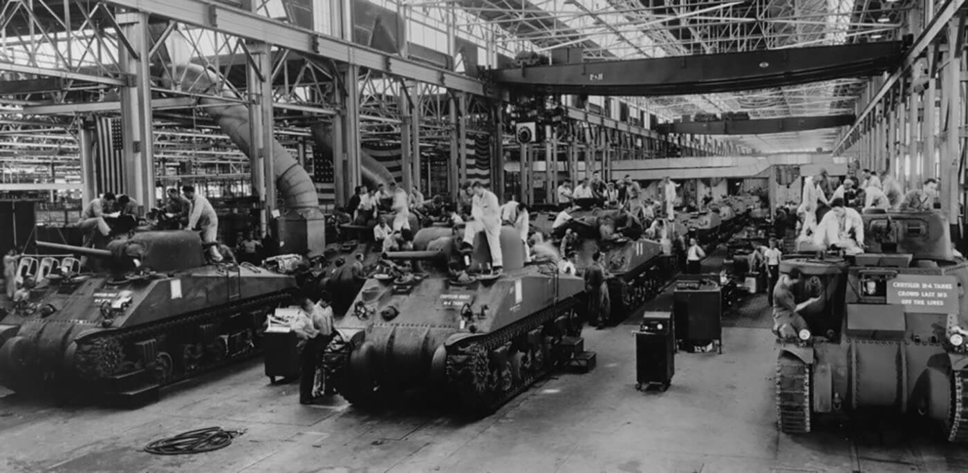 M4 Sherman and M3 Lee production line.