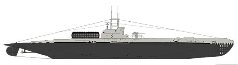 H.M.S. Saracen with Chariot Tube