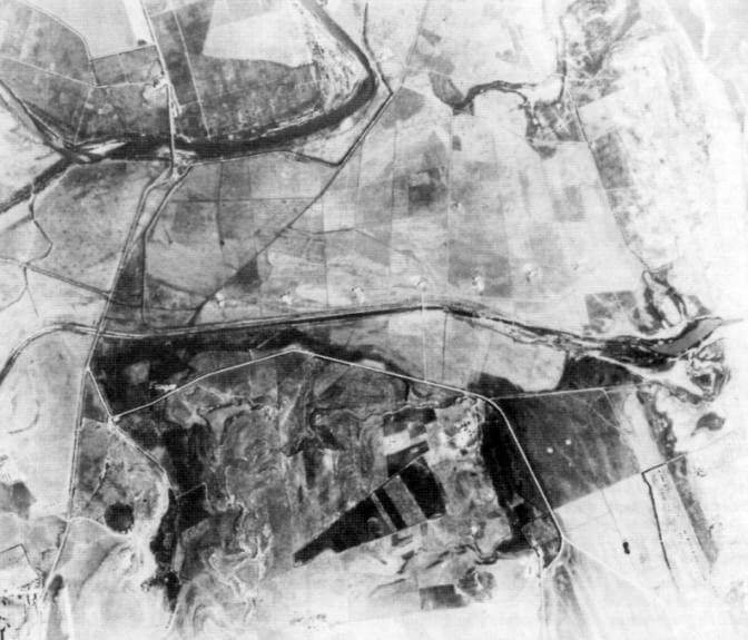 Aerial photograph for Operation Faustian of the Primosole Bridge.