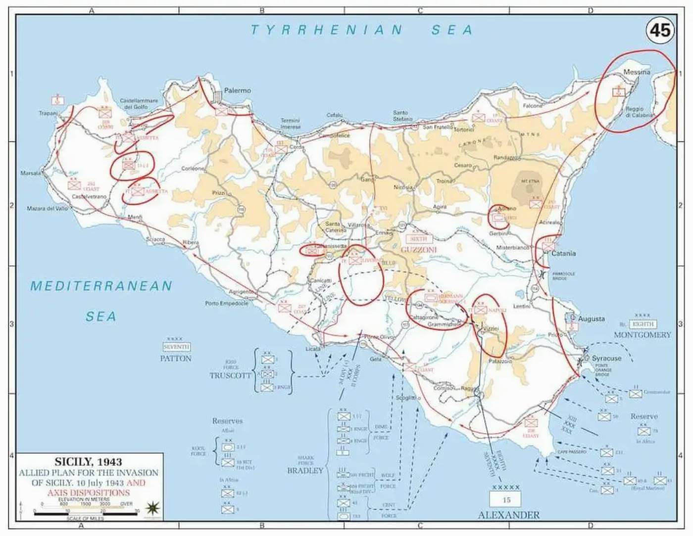 Map of Operation Husky