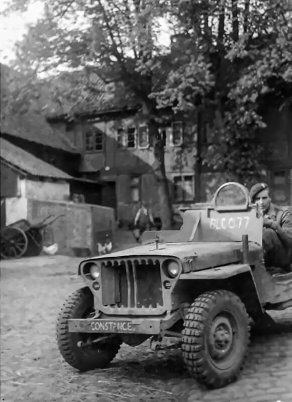 Johnny Cooper in his Jeep Constance, named after his Fiancee.