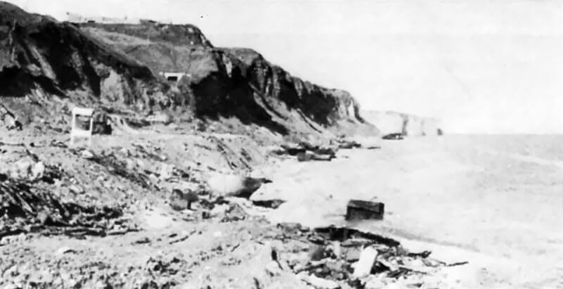 Beach Sector Charlie, west of Vierville draw, where Company C, 2nd Rangers landed, suffered heavy losses, then scaled cliffs toward the “fortified” house.