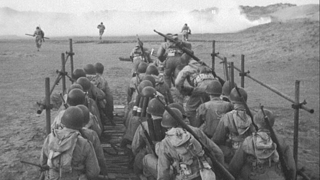 One of the mock up Landing Craft Vehicle, Personnel during training.