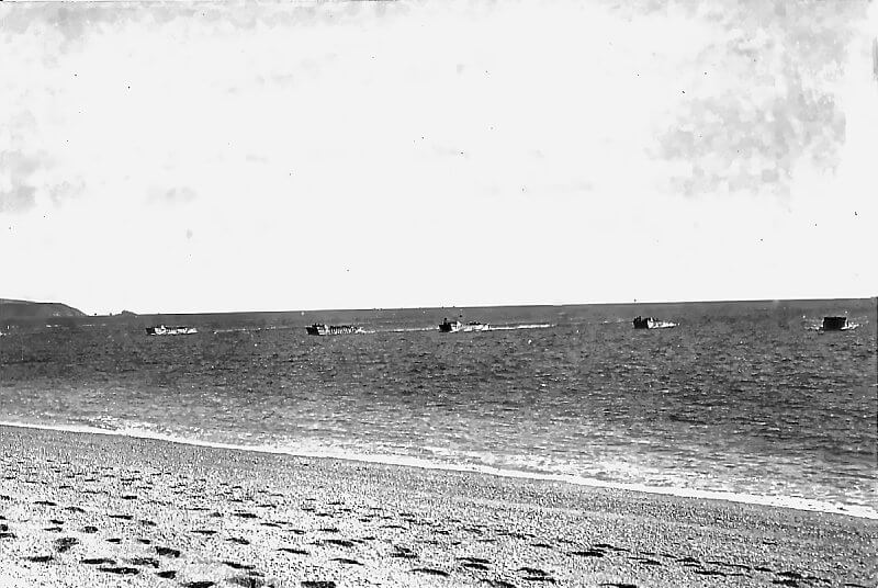 April 1944, British LCA's approaching Slapton Sands.