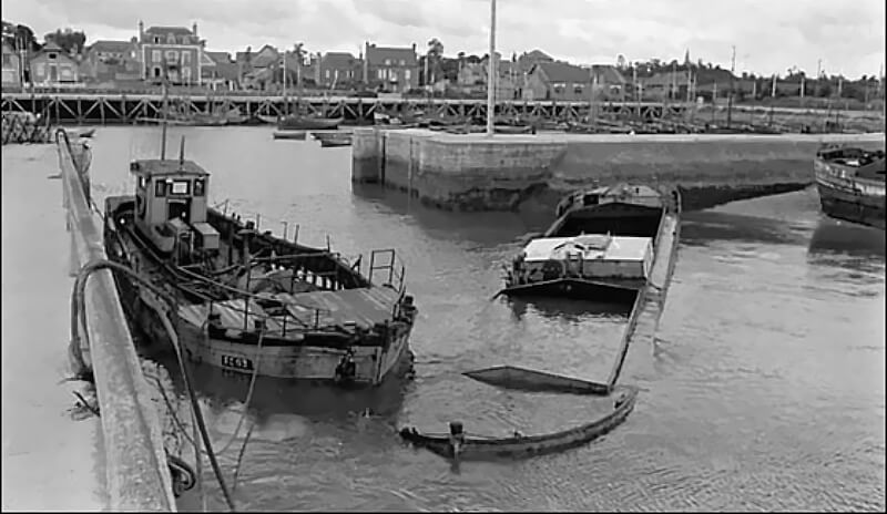 The Harbour entrance of Grandchamp-les-Bains blocked by sunk French Ships.