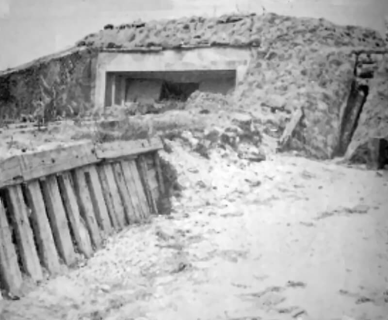 One 75-millimetre gun emplacement and observation bunker at La Casino, part of Maisy defences, cleared by 5th Ranger Battalion.