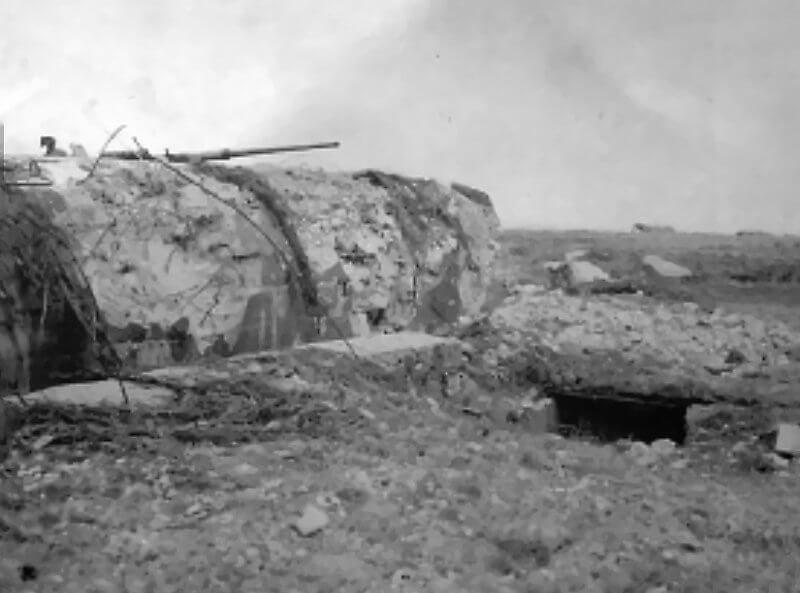 The German 20 millimetre anti-aircraft position that caused the Rangers heavy difficulty.