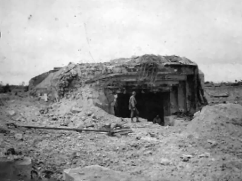 June 12th, 1944: One of the damaged Pointe du Hoc casemates after the battle.