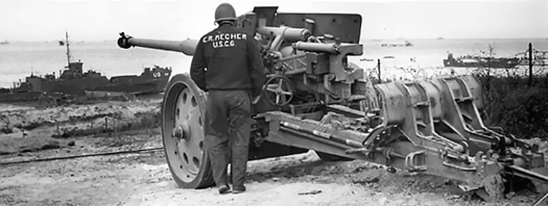 June 10th, 1944. The 88-mm Pak 43/41 stands just outside WN 61 after being pulled from its bunker emplacement.
