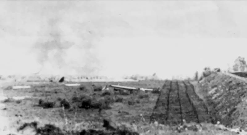 Barbed wire and DFS 230 glider 9 in the area of a machine-gun casemate MI Sud at Fort Eben-Emael.