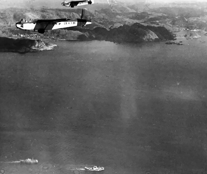 DFS 230 transport gliders under tow along the Norwegian coast.