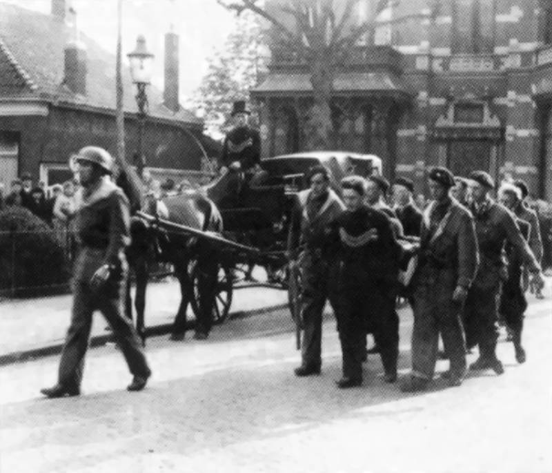 April 16th, 1945. Funeral of the Dutch resistance fighter Kees de Roos and French paratrooper Yves Loichot.