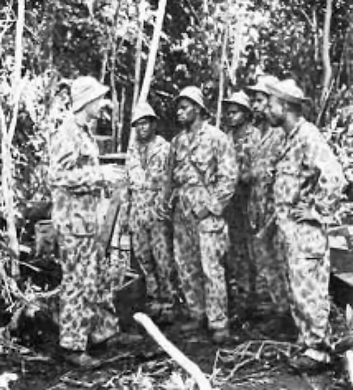 July 6th, 1943, New Georgia. A 1st Commando Fiji Guerrillas patrol operating behind enemy lines near Munda Airfield returns with valuable intelligence despite making no enemy contact.